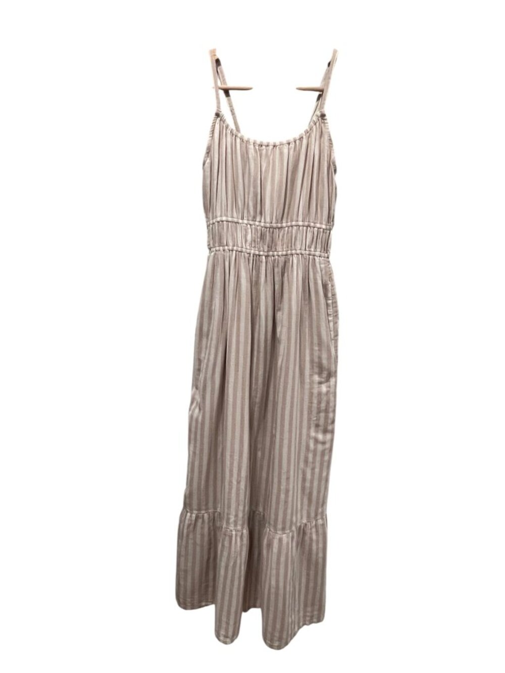 Pact Coastal Cami Maxi Dress, Striped White Tan, XS